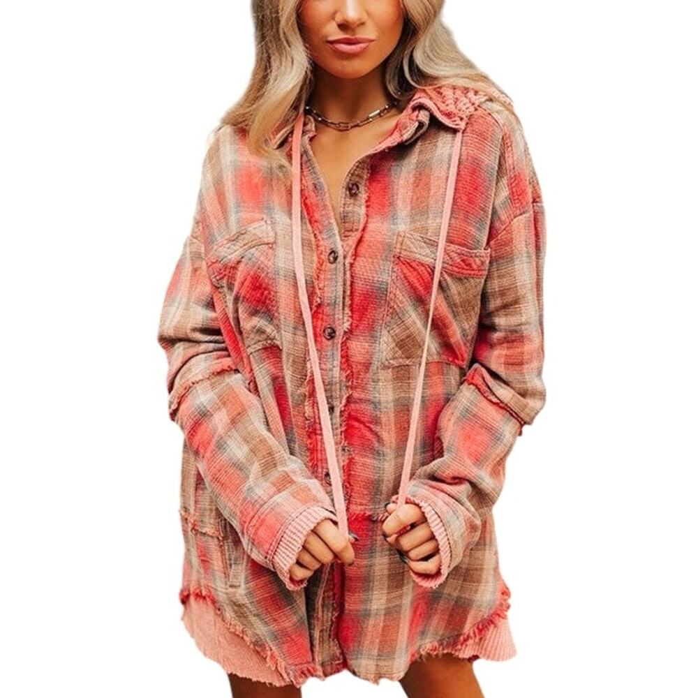 Oil & Hali Crisp Breeze Plaid Oversized Shacket - S
